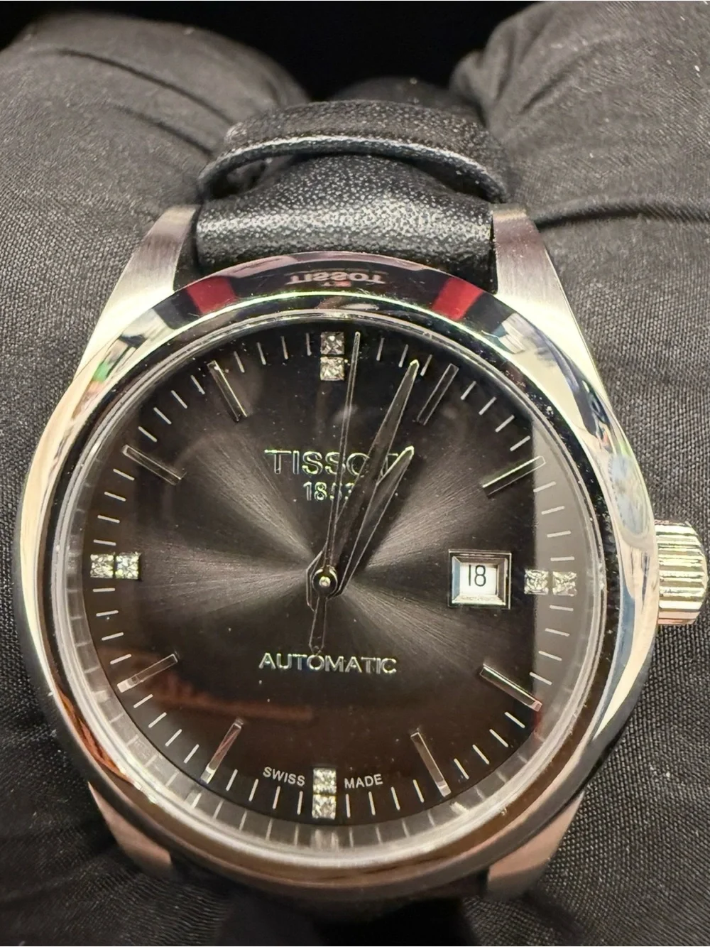 Tissot Men's Black Dial Stainless Steel Bracelet Watch in Red Box